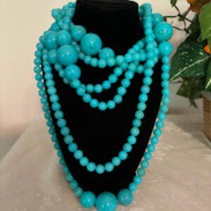 Beautiful Blue Color 3 Strands (43", 40", 33") Necklaces